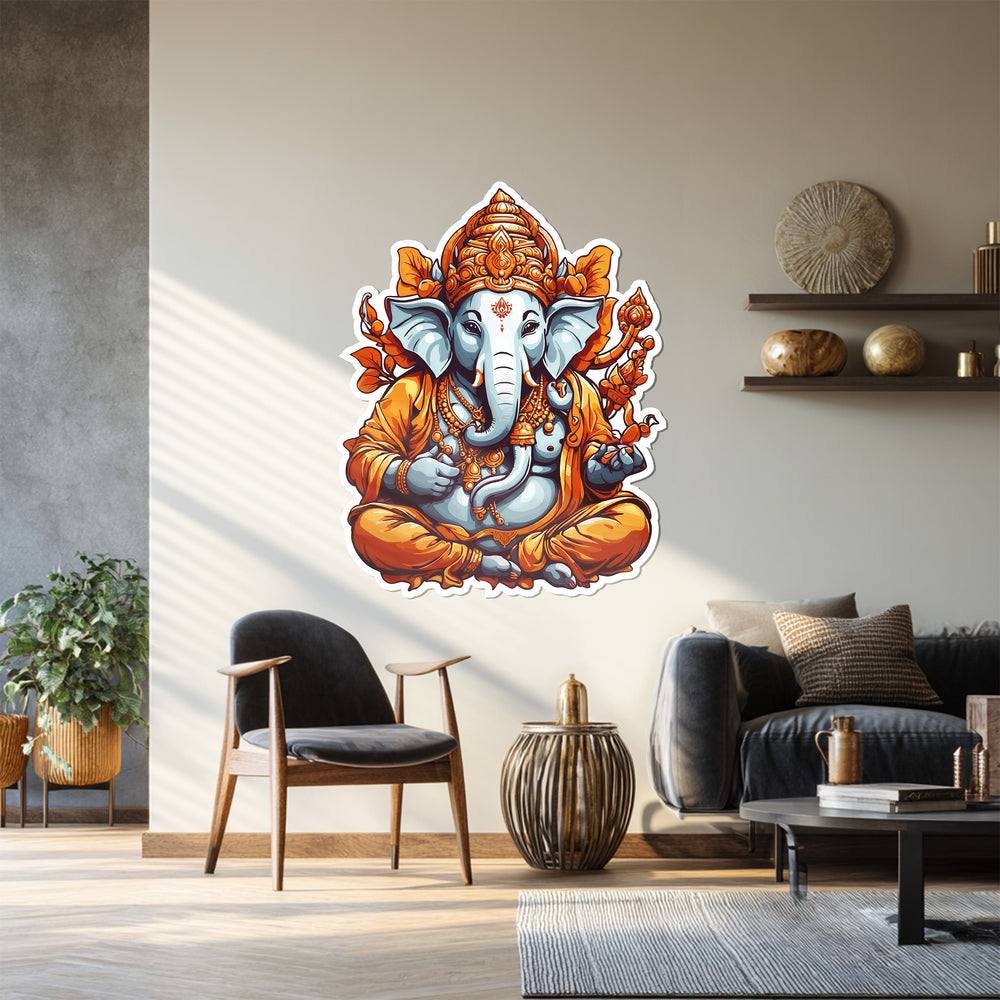 Highlighting the abstract quality, this sacred Ganesha artwork exemplifies unique metal wall decor through its spiritual Hindu elephant design.