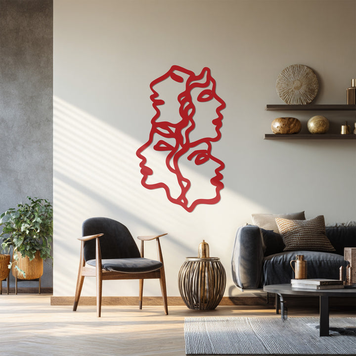 Contemporary face outline metal decoration