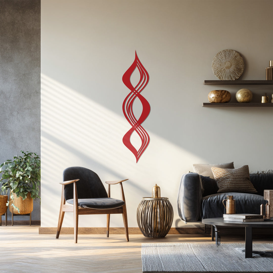 Double Flame Twist Metal Wall Art – Abstract Black Sculpture
