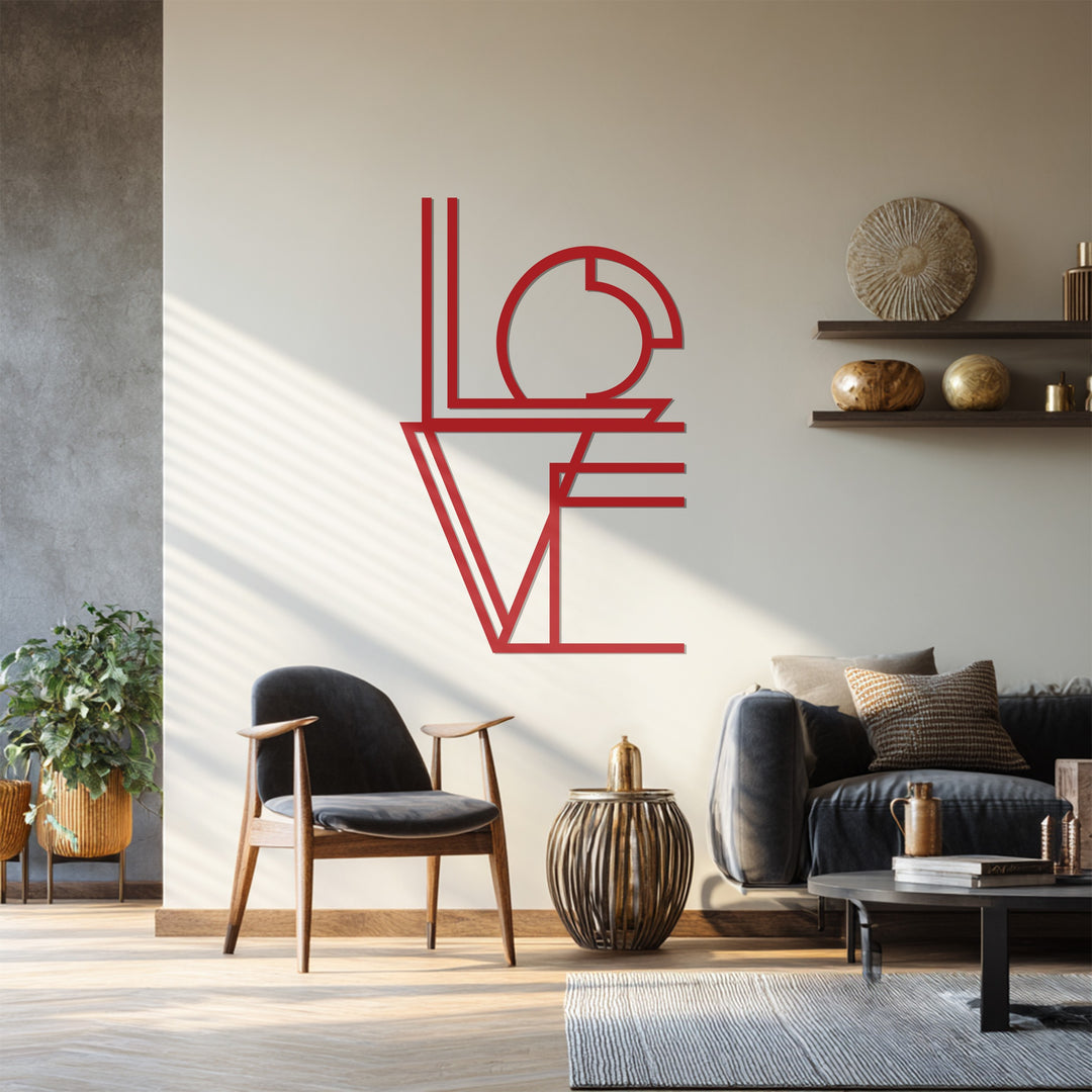 Geometric LOVE Metal Wall Art – Modern Romantic Typography Décor