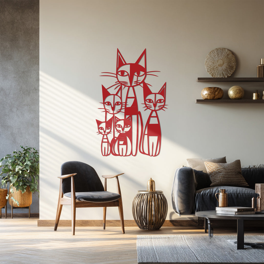 Minimalist black cat wall sculpture