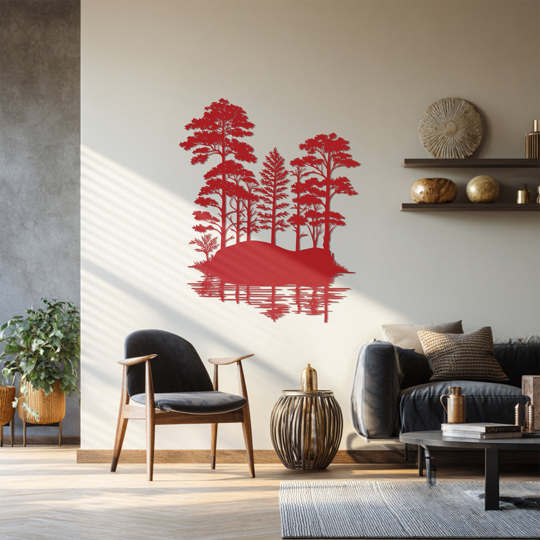 Tranquil Forest Reflection – Nature Landscape Metal Wall Art