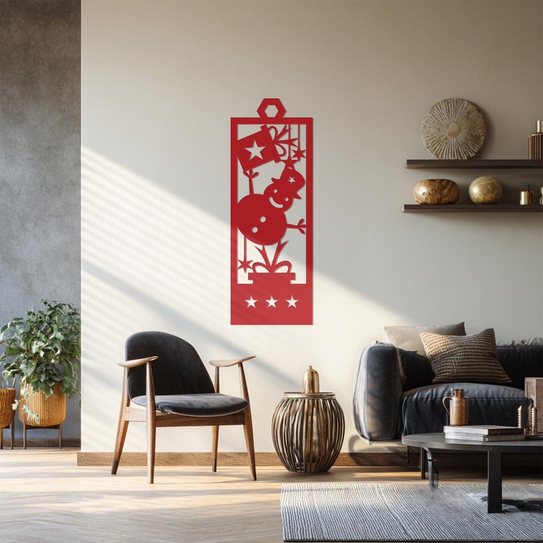 Pupazzo di neve gioioso - Stelle di Natale Decorazioni Murali in Metallo