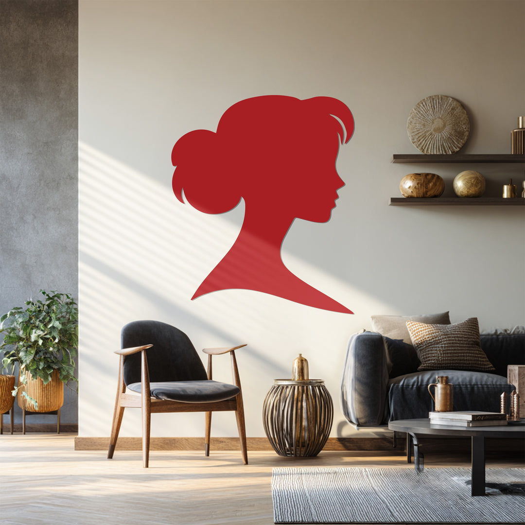 Large woman silhouette black metal wall decor for living room