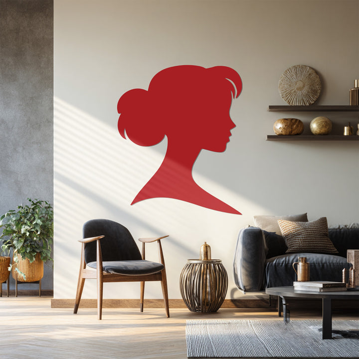 Large woman silhouette black metal wall decor for living room