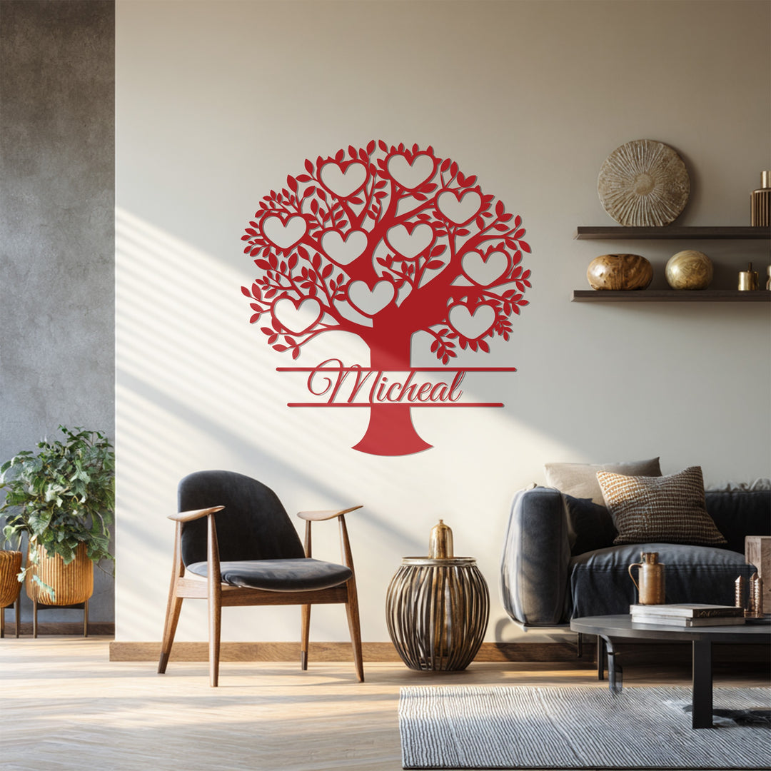 Heart-shaped leaf custom family wall art design