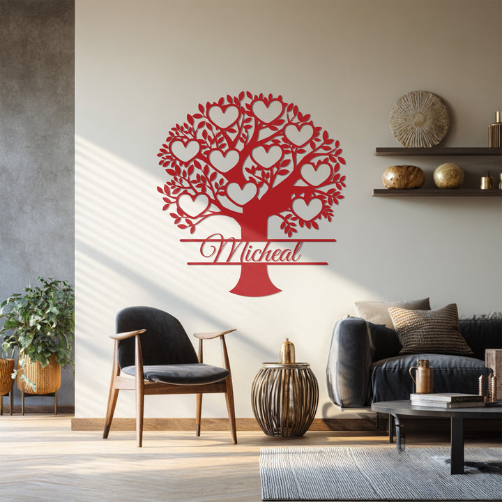 Heart-shaped leaf custom family wall art design