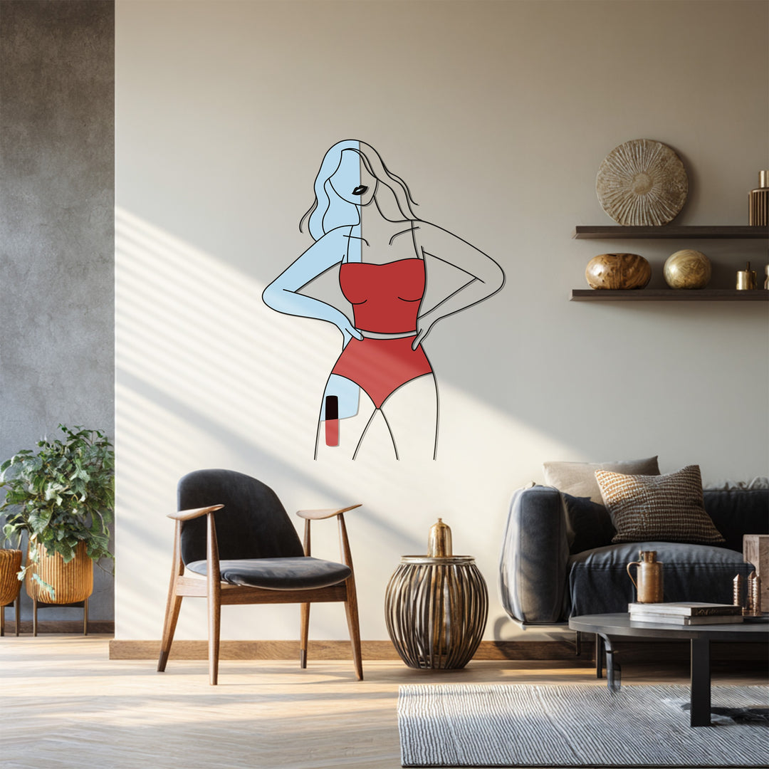 Minimalist female silhouette metal sculpture for modern interiors