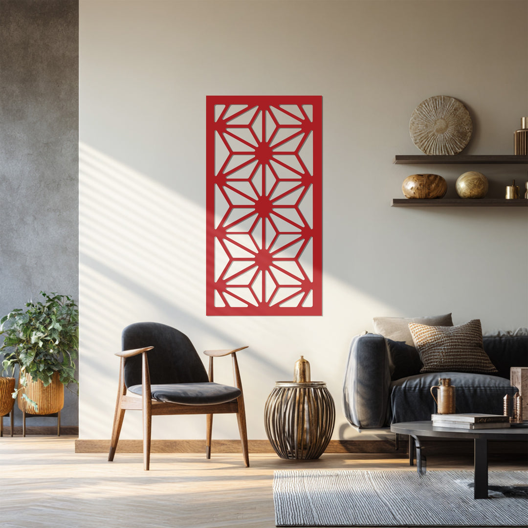 هندسة نجمية – نمط زهري عصري فن جداري معدني