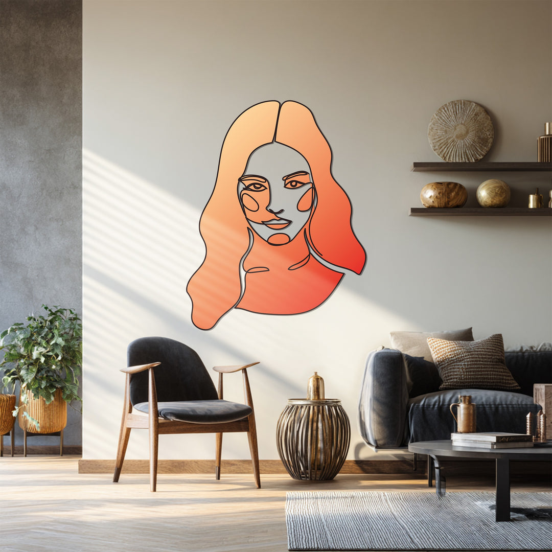 Abstract Woman Line Art Metal Wall Art – Modern Minimal Decor