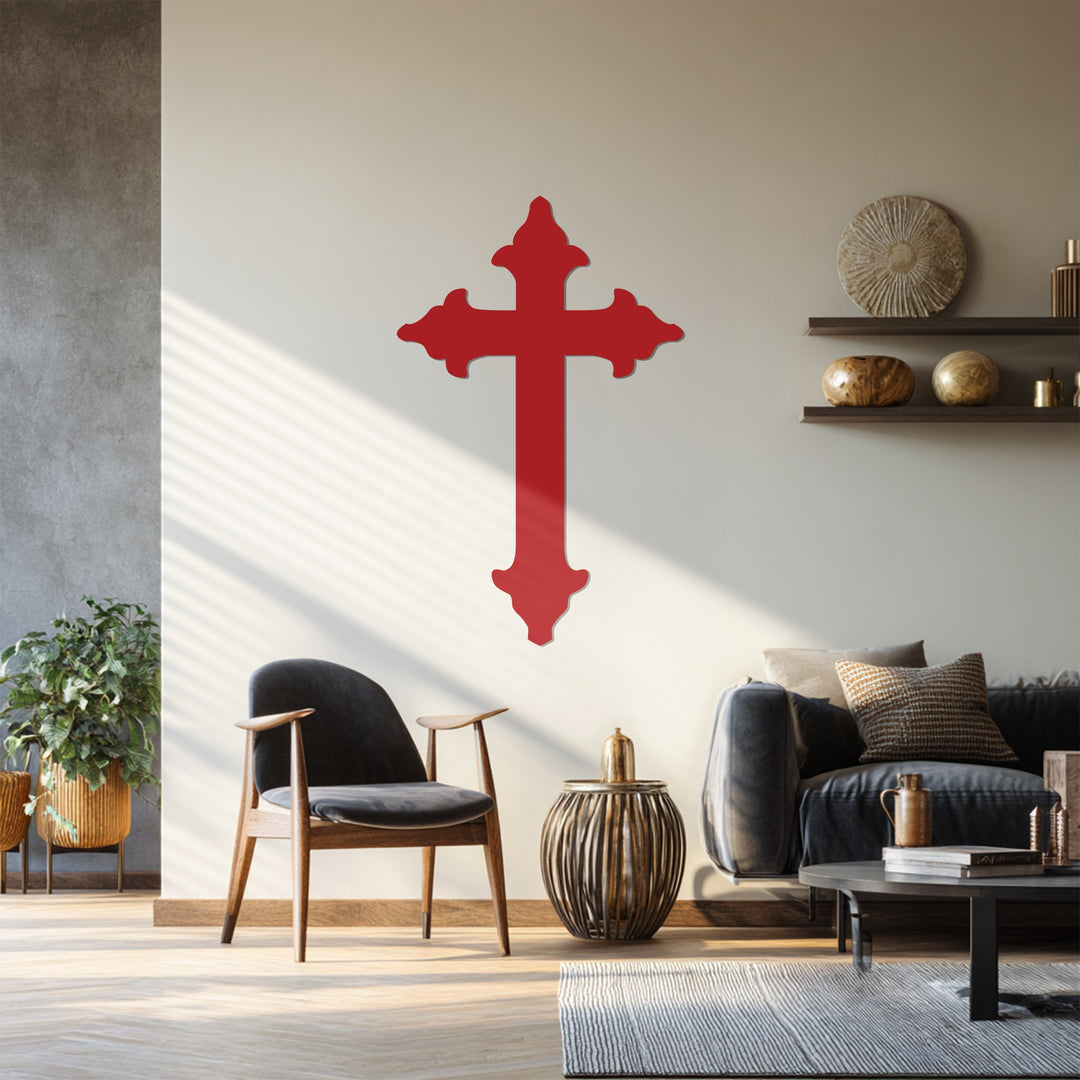 Classic Cross Metal Wall Art – Black Religious Wall Sculpture