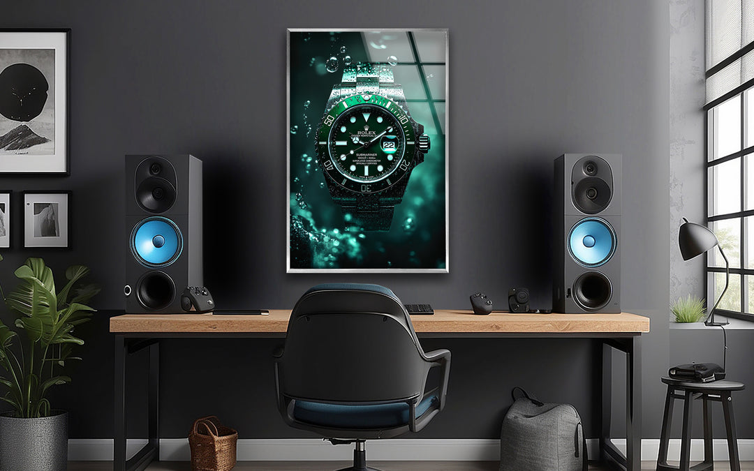 Orologio Rolex verde Quadri da Parete in Vetro