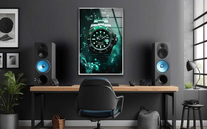 Orologio Rolex verde Quadri da Parete in Vetro
