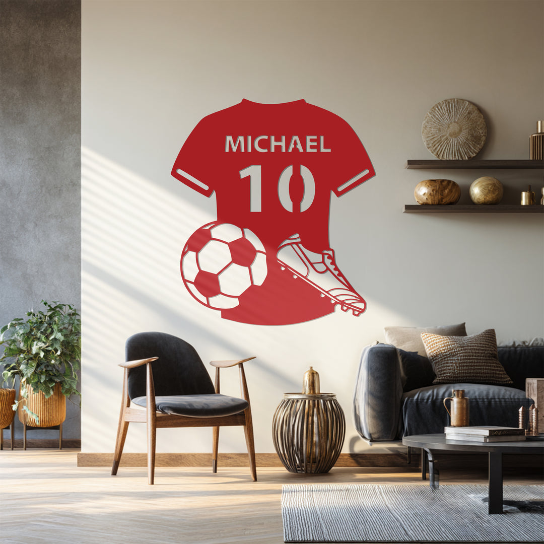 Custom Soccer Jersey Metal Wall Art – Personalized Football Decor