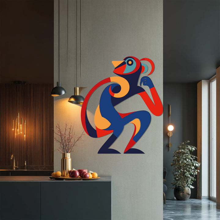 Playful colorful monkey metal artwork for creative interiors