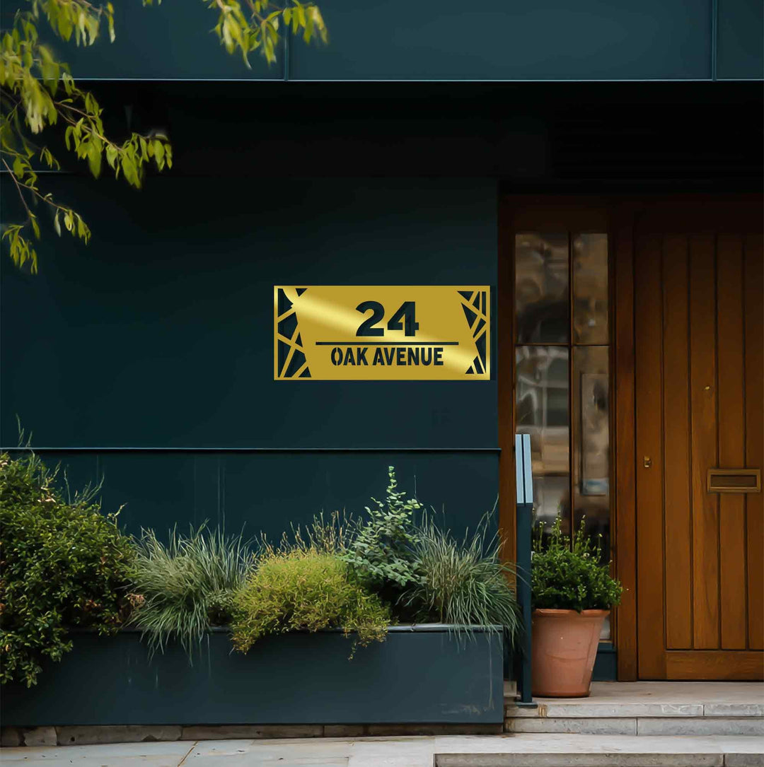 Modern outdoor metal address number display