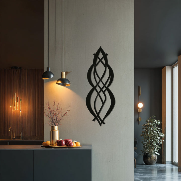 Contemporary abstract pattern black metal wall decor