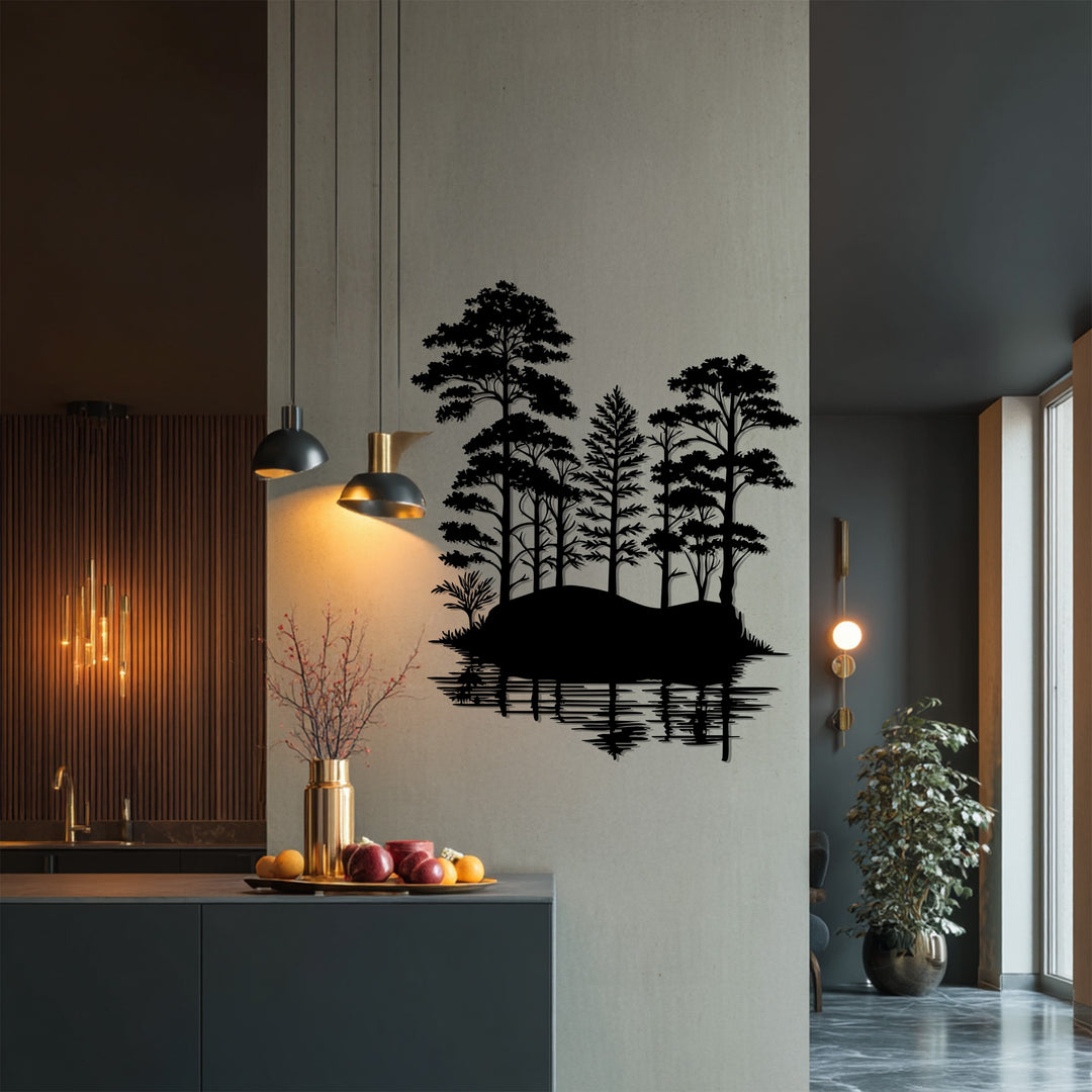 Tranquil Forest Reflection – Nature Landscape Metal Wall Art