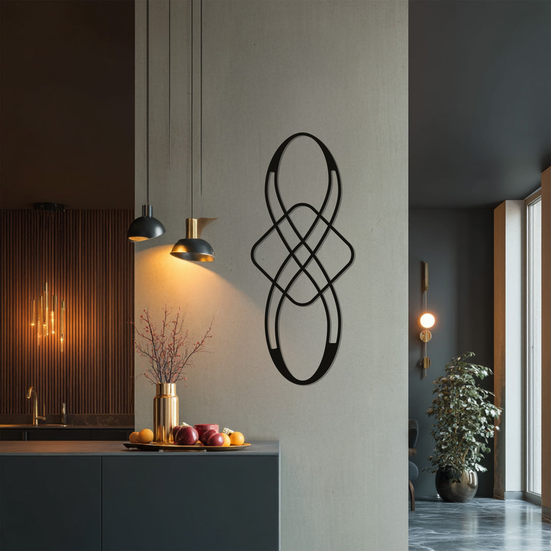 Geometric Infinity Metal Wall Art – Abstract Black Sculpture