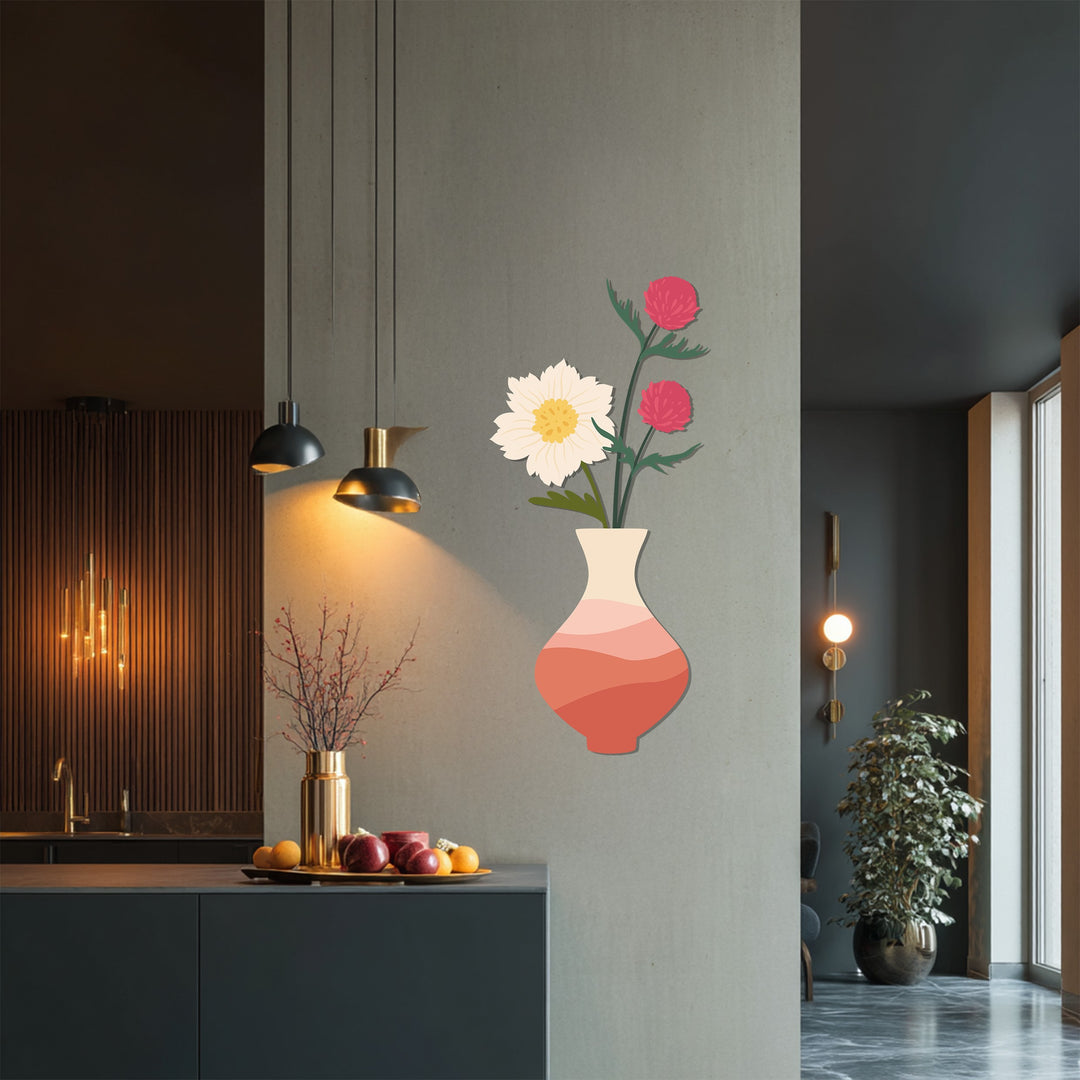 Soft Bloom Vase Metal Wall Art – Minimal Floral Botanical Wall Decor