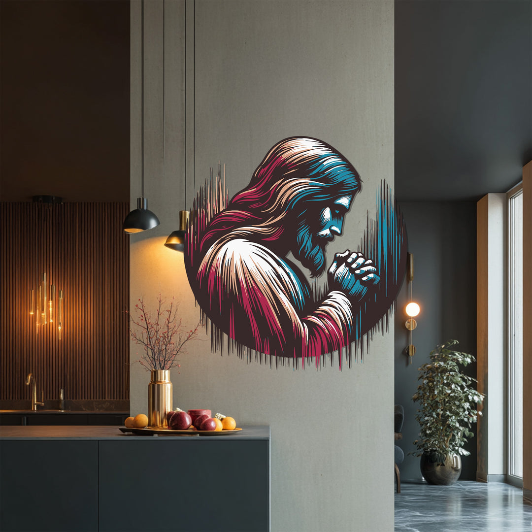 Religious artwork of Jesus in prayer for home or church interiors