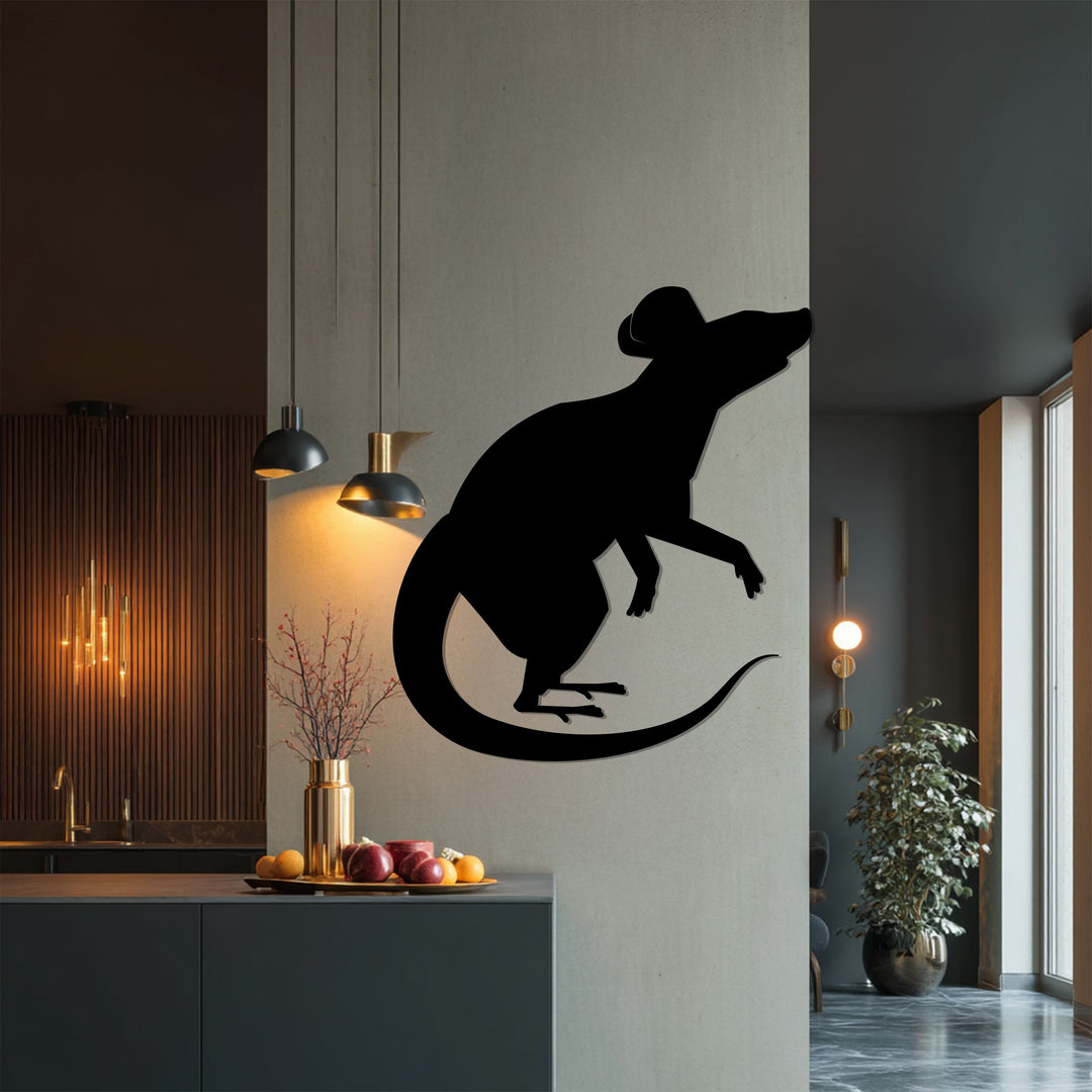 Rat Metal Wall Art – Modern Animal Silhouette Décor