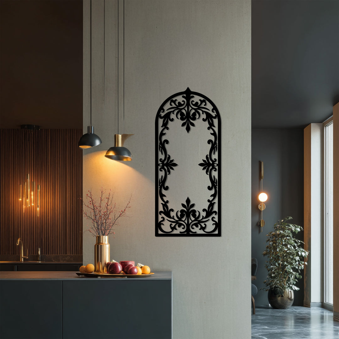 قوس ملكي – أسود مزخرف فن جداري معدني