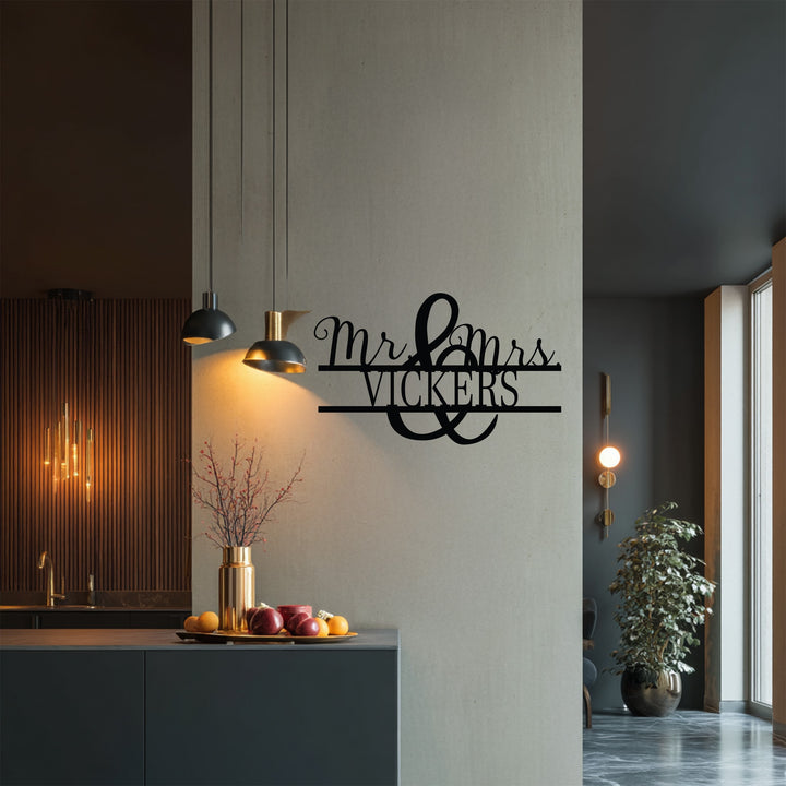 Elegant ampersand Mr & Mrs metal wall decor