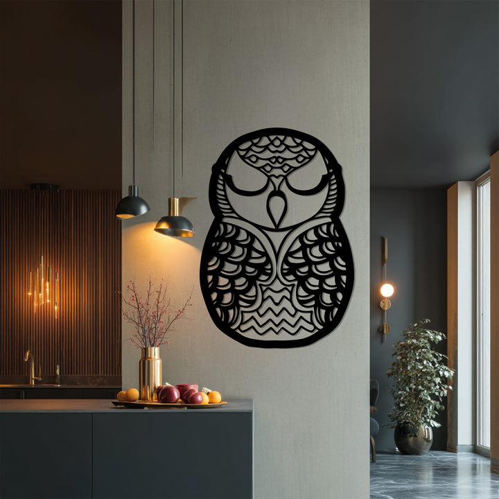 Black owl metal wall art design