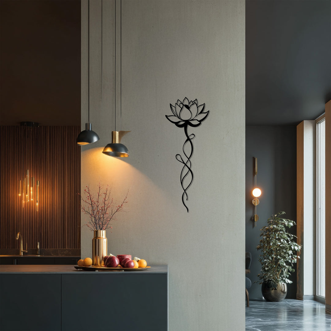 Elegant Lotus Metal Wall Art – Minimalist Floral Symbol of Harmony