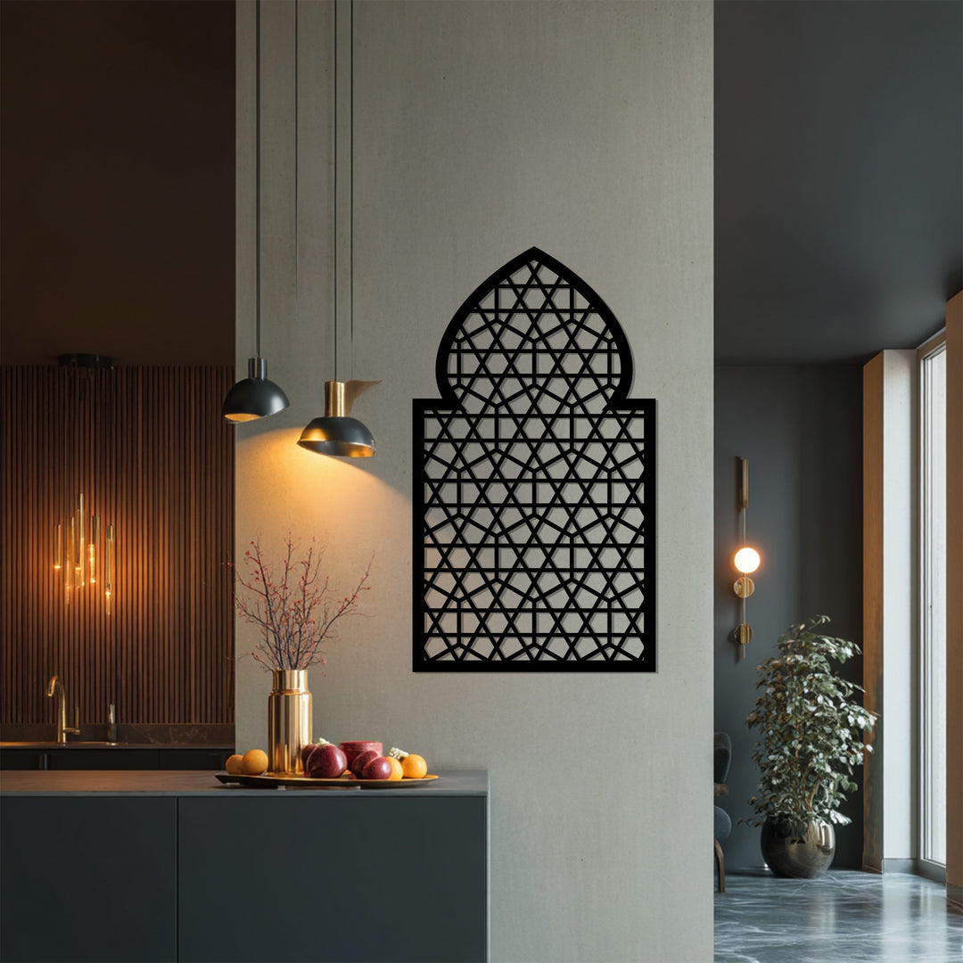 Pointed arch Islamic metal decor