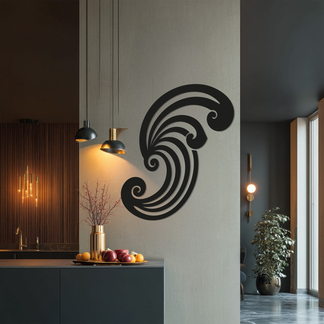 Swirl Spiral Metal Wall Art – Abstract Black Metal Sculpture