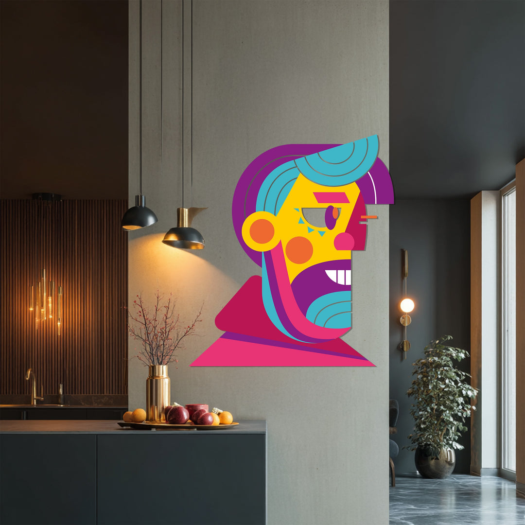 Contemporary abstract male face artwork for modern interiors