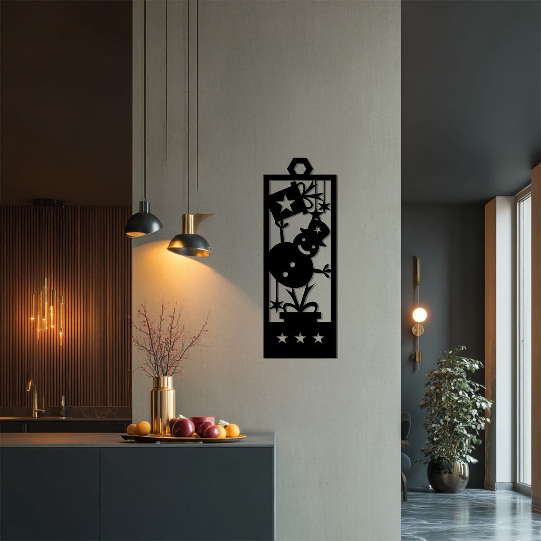 Pupazzo di neve gioioso - Stelle di Natale Decorazioni Murali in Metallo