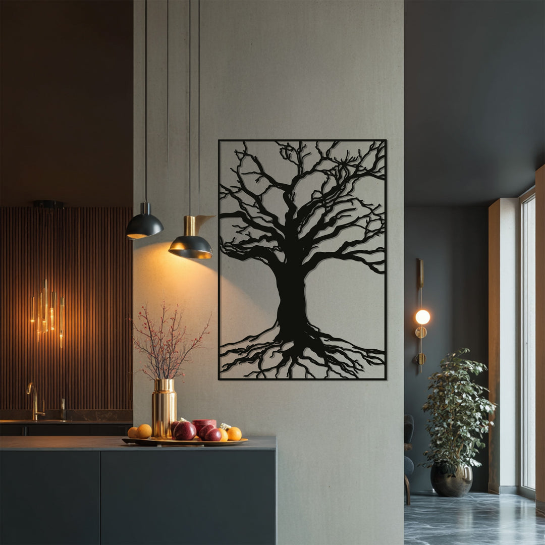 Tree Silhouette Metal Wall Art – Black Nature Wall Sculpture