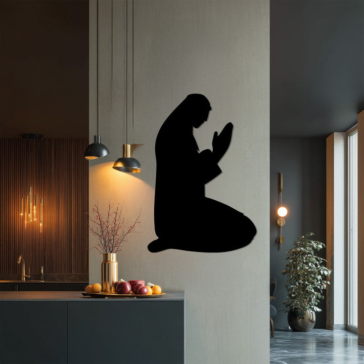Minimal Islamic prayer silhouette wall art