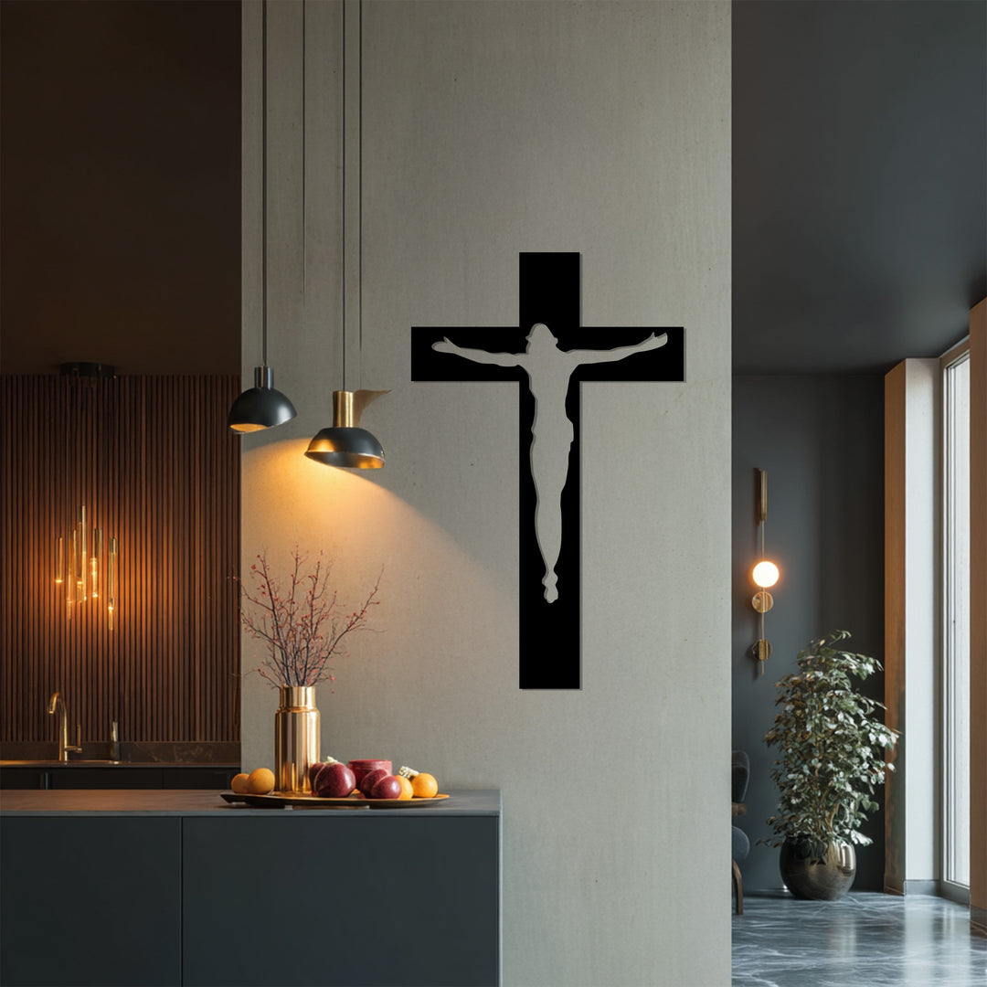 انعكاس إلهي – صليب بسيط فن جداري معدني