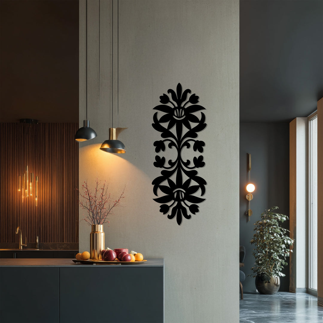 Armonia floreale – Nero elegante Decorazioni Murali in Metallo