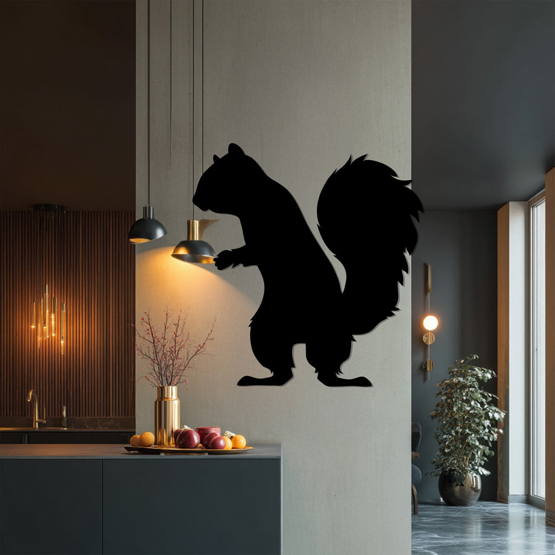 Squirrel Metal Wall Art – Woodland Animal Silhouette Décor