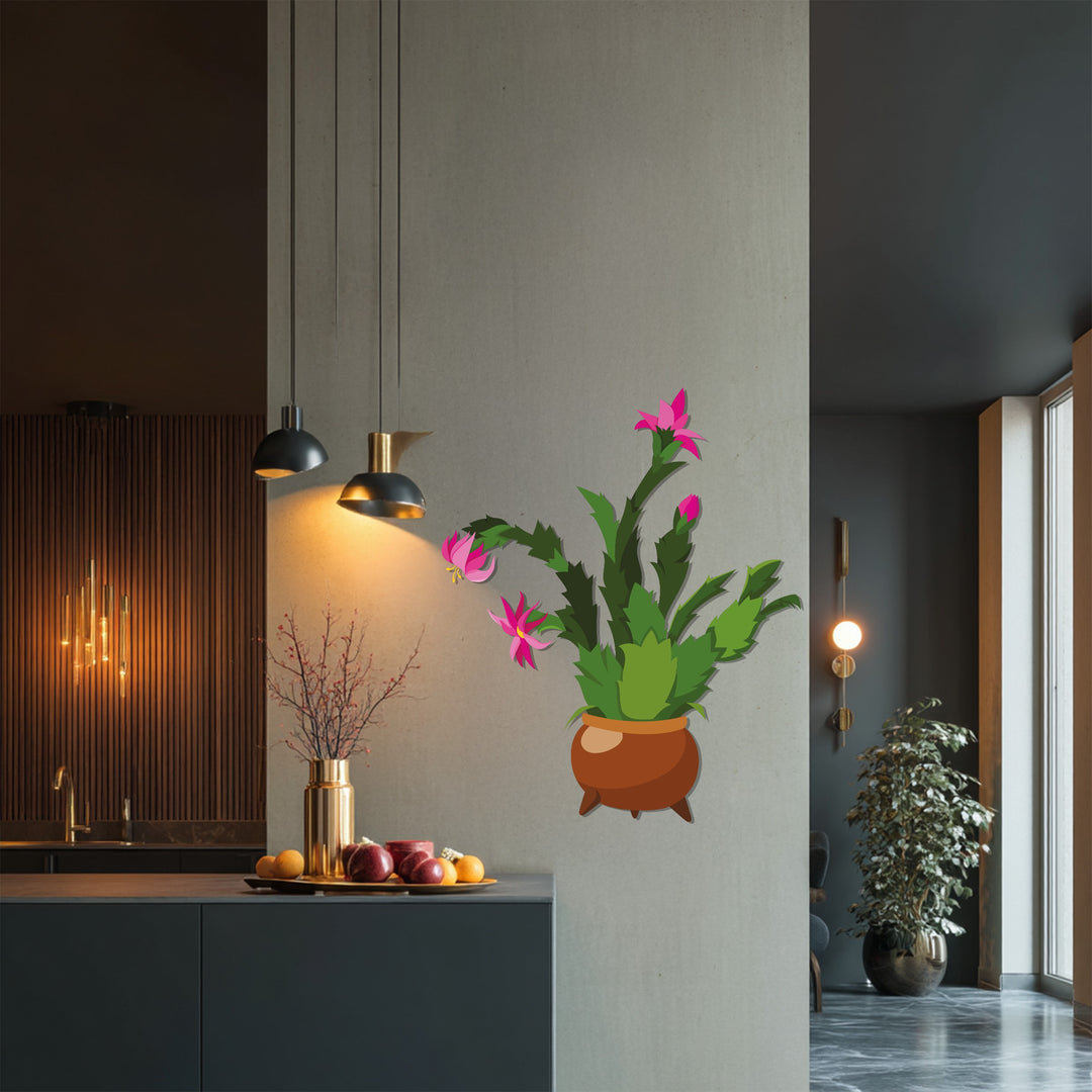 Featuring a semi-gloss finish, this blooming pink cactus metal artwork has a colorful, modern botanical style for your wall decor.