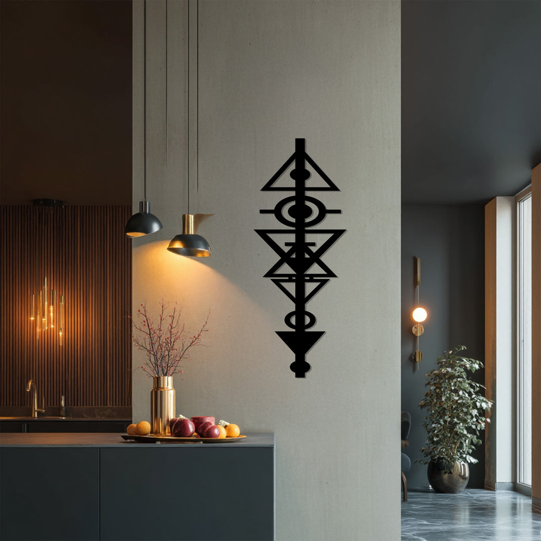 Geometric Tribal Symbol – Modern Abstract Metal Wall Art