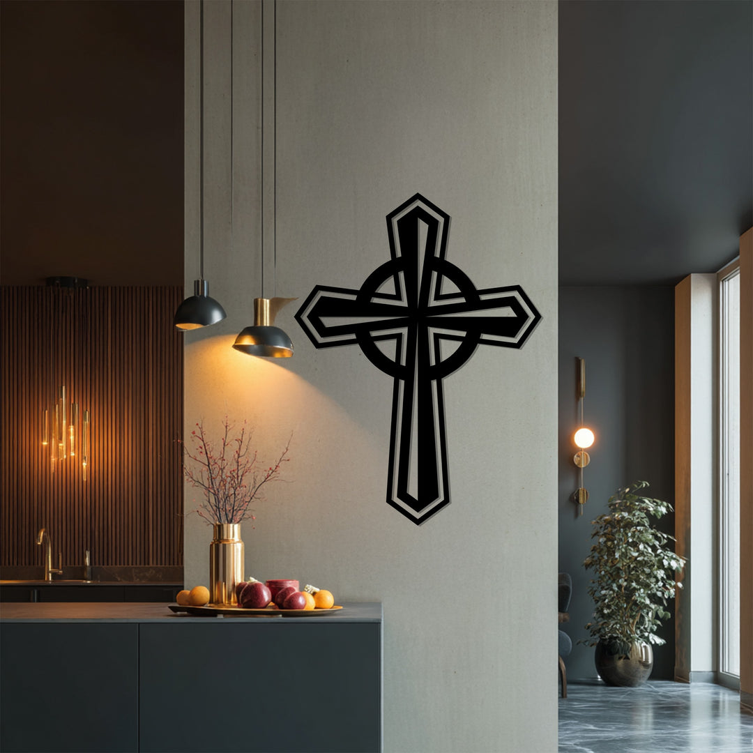 الوحدة الأبدية – الصليب السلتي الفضي فن جداري معدني