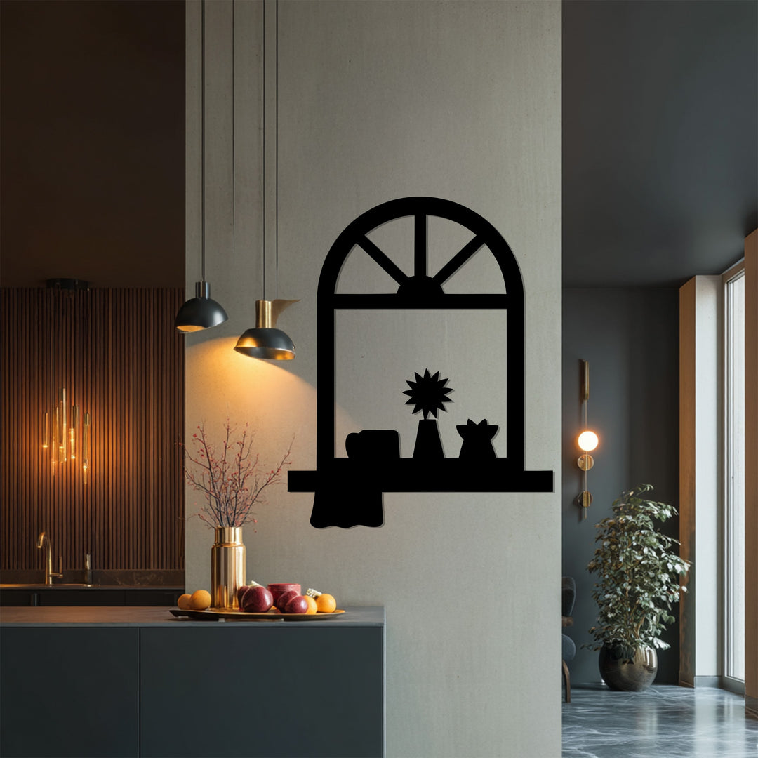 Cozy Window Frame Metal Wall Art – Modern Home Decor