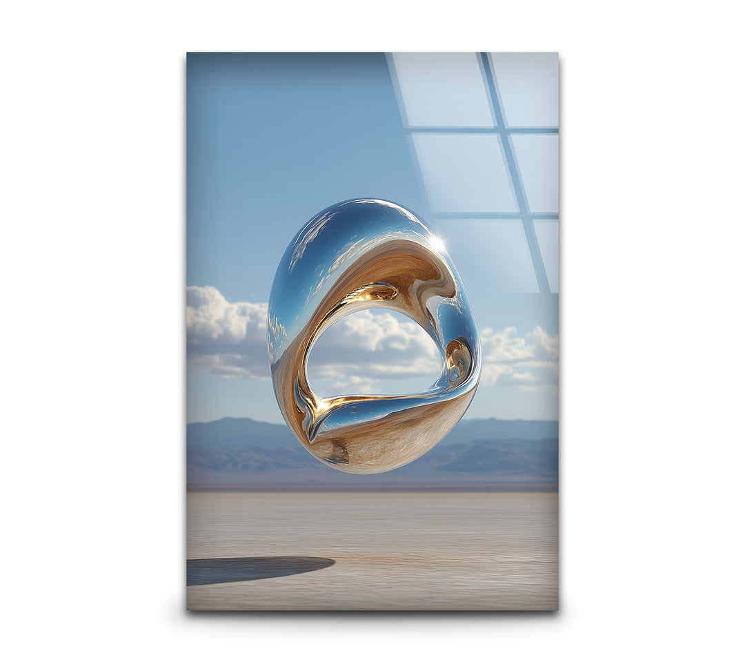 Celestial Infinity Loop – Floating Metallic Sculpture Glass Wall Art