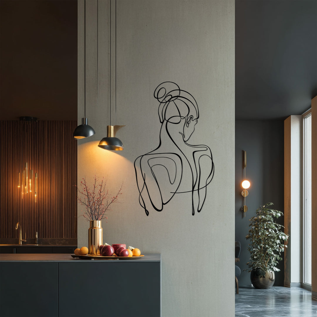 Abstract Woman Metal Wall Art – Minimalist Line Silhouette