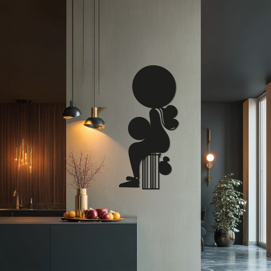 Sitting Woman Silhouette Metal Wall Art – Black Wall Sculpture