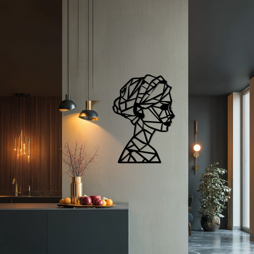 Geometric Lady Silhouette – Modern Abstract Metal Wall Art