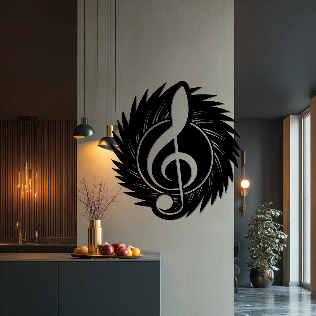 Treble Clef Wing Metal Wall Art – Music Inspired Decor