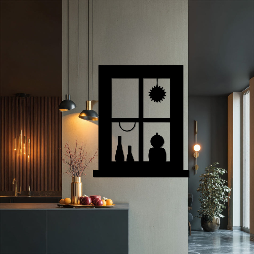 Square Window Metal Wall Art – Modern Silhouette Home Decor