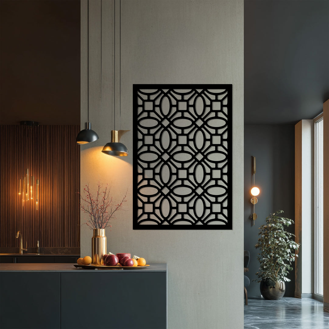 شبكة فاخرة – تصميم هندسي حديث فن جداري معدني